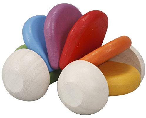 PlanToys Baby Auto - Holzspielzeug Baby - Nachhaltiges Holzspielzeug - Babyspielzeug ab 6 Monate - Buntes Motorikspielzeug für Kinder aus Holz