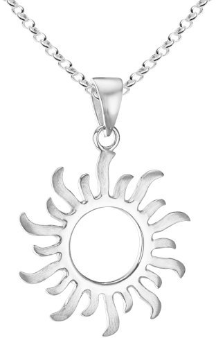 Vinani Anhänger Sonne mattiert glänzend mit Erbskette 45 cm Sterling Silber 925 Kette Italien ASON-T45