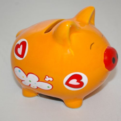 Schweinchen-Spardose in orange
