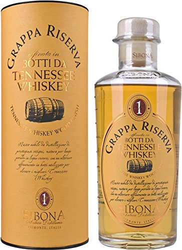 Nº1 SIBONA Grappa Riserva Botti da Tennessee Whiskey 40% vol. (1 x 0,5l) – Italienischer Grappa ausgebaut in original Whiskey-Fässern aus Tennessee