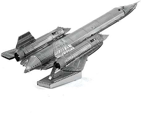 Fascinations MMS062 Metal Earth Metallbausätze - Aufklärungsflugzeug SR-71 Blackbird, lasergeschnittener 3D-Konstruktionsbausatz, 3D Metall Puzzle, DIY Modellbausatz mit 1 Metallplatine, ab 14 Jahre
