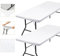 2 Tischdecken Abwaschbar 182x76, Weiß, Rechteckig, Wasserabweisend und Elastisch, Tischdecke mit Gummizug, Outdoor-tischdecke, Camping und Esszimmer, Tischdecke Hochzeit und Terrasse