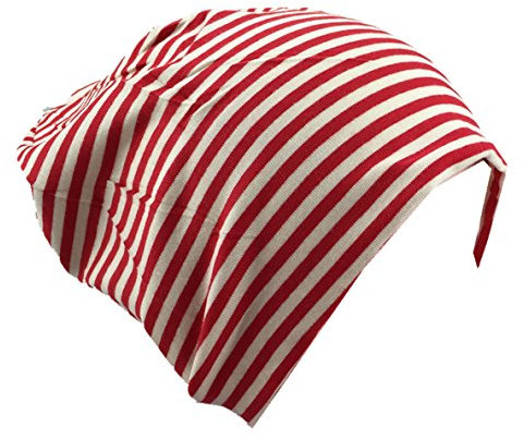 Baby Kinder Jersey Slouch Beanie Long Mütze mit Streifen Unisex Baumwolle KB21-13 Rot/Weiß