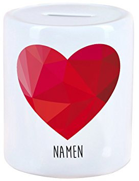 Herz & Heim® Spardose zur Hochzeit als Geldgeschenk mit Aufdruck der Namen des Paares