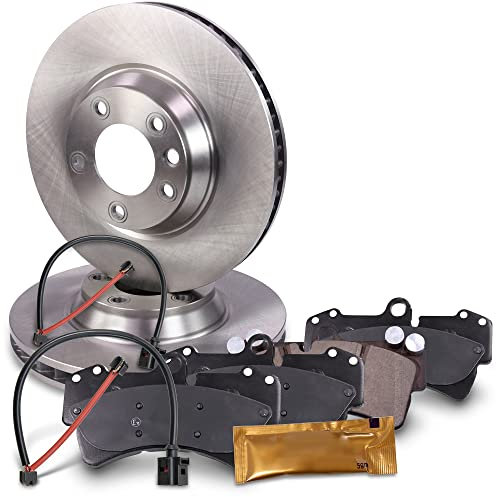 BESTPRICE Bremsenset Vorderachse inkl. Bremsscheiben Belüftet Ø 350 mm + Bremsbeläge vorne + Verschleißkontakt, Kompatibel mit AUDI Q7 (4LB), VW TOUAREG (7LA, 7L6, 7L7)