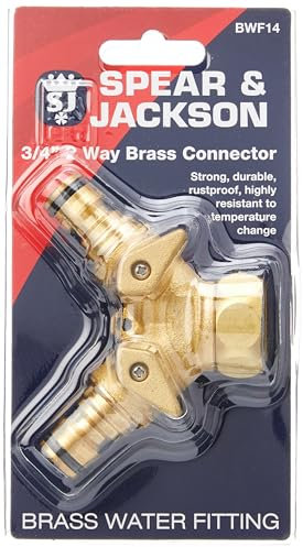 Spear & Jackson BWF14 3/4 2 Way Brass Tap Connector, Bronze