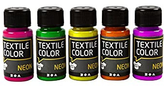 Textilfarbe - Sortiment, Neonfarben, 5x50ml