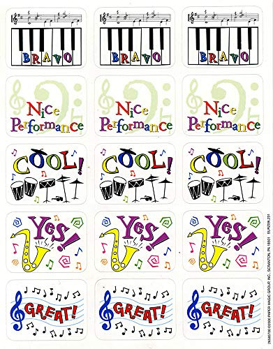 Eureka Music Themed Student Reward Stickers, 1.4'' W x 1'' H, 120pcs