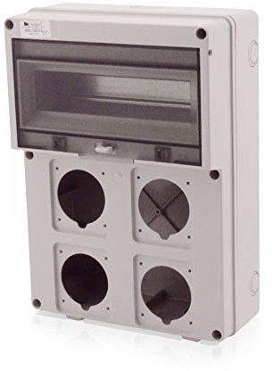 Baustromverteiler Starkstrom Aufputz Installationsgehäuse Abzweigkasten Kunststoffgehäuse | 4 CEE Steckverbindungen | 360x260mm | IP65 | Verteilerkasten, Leergehäuse Industriegehäuse