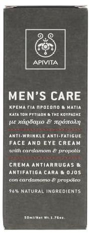 APIVITA MENS CARE Anti-Wrinkle, Anti-Fatigue Face and Eye Cream with cardamom & propolis 50ml