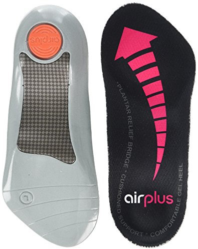 Airplus Soletta Ortopedica 3/4 per Donne – Supporto Totale dell'Arco, Coppa Profonda per Il Tallone & Cuscinetto in Gel – Aiuta con Fascite Plantare, Dolore al Tallone, Grigio/Rosa, Taglia UK 3-9