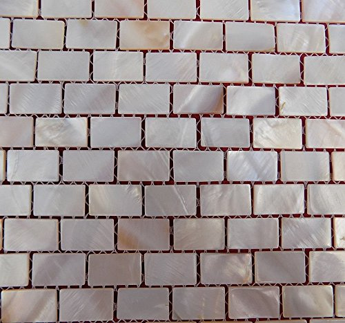 XUAN Mother of Pearl Mosaic Tiles River Bed Nature Pearl Shell Mosaic Rectanguler Brick Nature Colour Tiles15*25MM