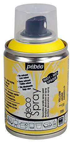 PEBEO - Peinture Acrylique en Spray - Pour la Décoration Multi Supports en Intérieur et Extérieur - Base Eau, Faible Odeur - 100 ml - Finition Mate - Coloris Jaune