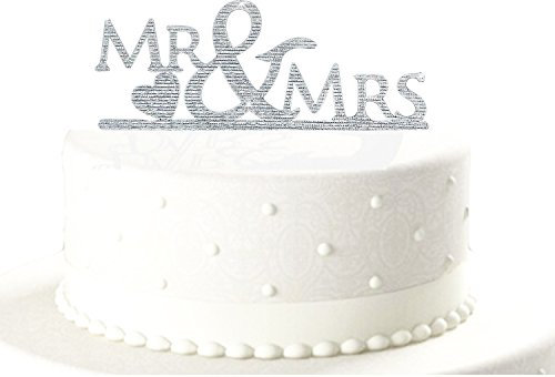 Oblique-Unique® Mr & Mrs Hochzeitstorte Topper Acryl Silber Glitzernd Kuchendeckel Hochzeit
