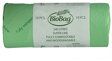 240 Litre x 10 BioBag Compostable Biodegradable Kitchen Food/Garden Waste Wheelie Bin Liner Bags/Sacks (240L) - Certified EN13432