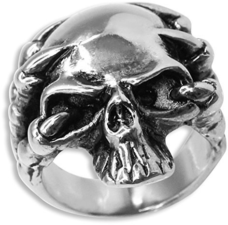 Soul-Cats Edelstahl Ring Totenkopf Skull Biker Schädel Herren Gothik Skelett Death massiv, Größe: 19 mm