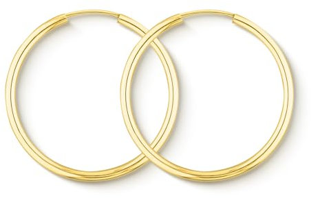 EDELIND Ohrringe rund 30mm Gelbgold 750 585 375 333 Breite 2mm Damen Schmuck mit Geschenkbox Schmuck, 585 Gelbgold (14 Karat), Kein Edelstein