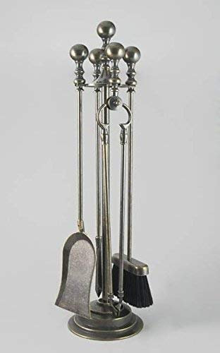 Set Kaminbesteck Messing brüniert 4 Stück Kamin Werkzeug Haken 70 cm