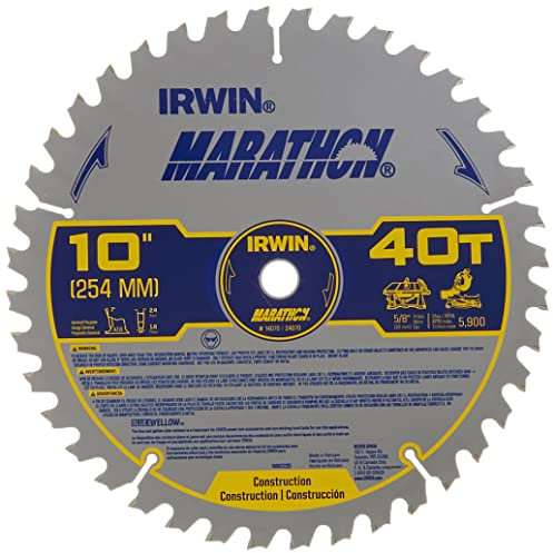 IRWIN Tools MARATHON Carbide Table/Miter Circular Blade, 10-Inch, 40T (14070)