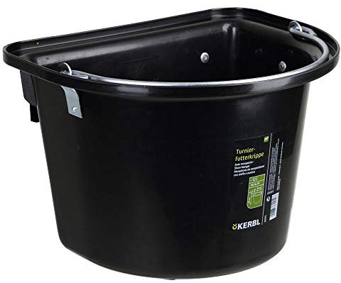 Kerbl 32875 Turnier-Futterkrippe schwarz mit Einhängebügel und Tragegriff, 1 Stück (1er Pack)