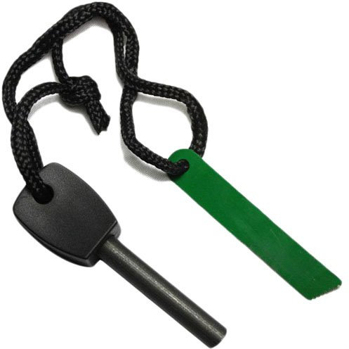 Charmate® Survival Feuerstein Feuerstahl mit Zünder Bear Grylls Style Green Mini Zündstahl bis 3000 Zündungen