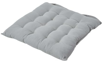 Homescapes Stuhlkissen 40x40 cm grau – Sitzkissen Outdoor/Indoor mit Baumwollbezug, Sitzpolster waschbar und Oeko-TEX-Zertifiziert für Esszimmer-, Küchen- & Gartenstühle