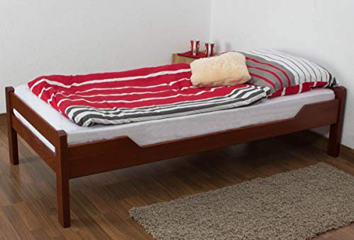 Einzelbett Easy Premium Line K1/1n, Buche Vollholz massiv Kirschfarben - Maße: 90 x 190 cm