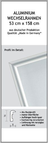 posterdepot Aluminium Wechselrahmen Jumbo-Poster 53 x 158 Silber