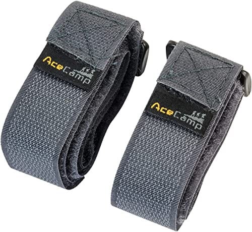 AceCamp Klettgurt Packriemen 1 Paar (2 Stück) je 2.5 x 60 cm Klettband Klettverschluss Allzweckgurt Befestigungsriemen, Fahrrad, Sport, Grau, 9113
