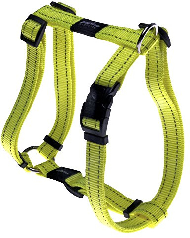 Reflective Adjustable Dog H Harness for Large Dogs; matching collar and leash available, Yellow