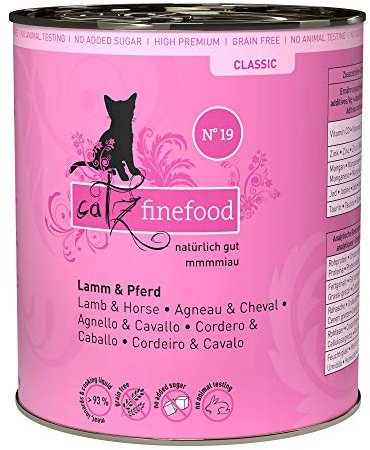 catz finefood N° 19 Lamm & Pferd Feinkost Katzenfutter nass, verfeinert mit Zucchini & Tomate, 6 x 800g Dosen