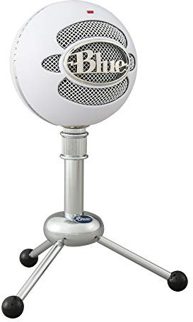 Blue Snowball USB Microphone for Recording, Streaming, Podcasting, Gaming on PC and Mac, Condenser Mic with Cardioid and Omnidirectional Pickup Patterns, and Stylish Retro Design - White