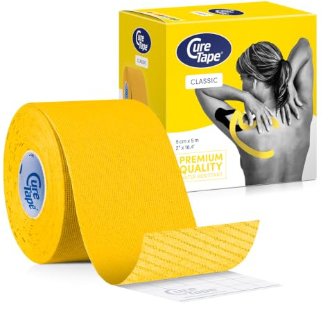CureTape Classic | Waterproof Kinesiology Tape | Medical Tape | Injury Tape | The Best Adhesion | Increase Mobility & Performance | Reduce Joint Pain | Sports Tape | 5cm (Yellow)
