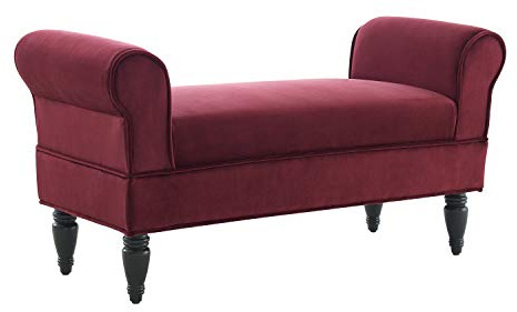 Linon 36030BER-01-KD-U Lillian Bench, Berry Red/Dark Mahogany, 45.08W x 16.93D x 23.23H