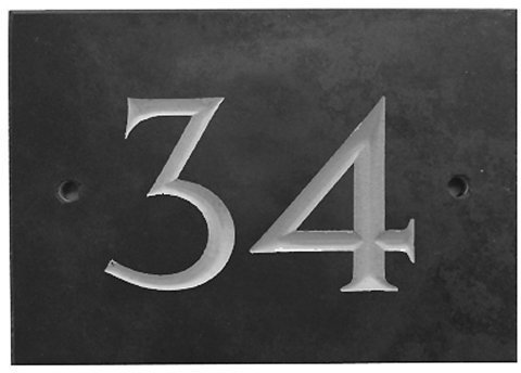 The House Nameplate Company Slate House Number, Charcoal Grey,Number 34