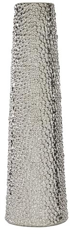 Deco 79 Dekorative Keramikvase, Tafelaufsatz mit Blasenstruktur, Blumenvase für Heimdekoration, 17,8 x 17,8 x 63,5 cm, Silber