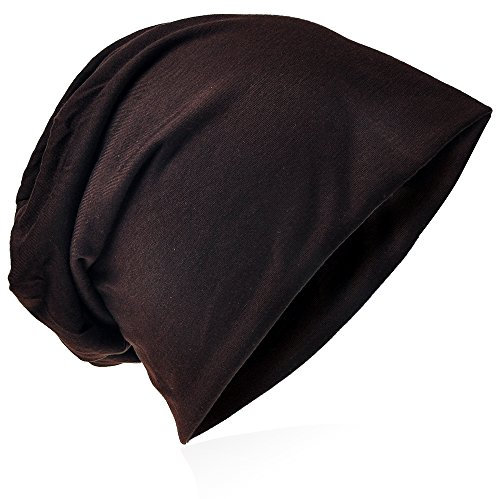 Miobo Slouch Beanie Mütze, Long, Unifarbe, Herren Damen, Sattelbraun
