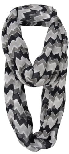 TigerTie Loop Schal in grau anthrazit schwarz gezacktes Muster - Gr. 170 x 70 cm