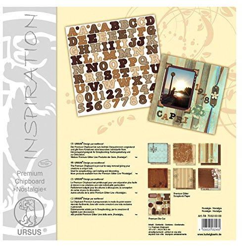 Ursus 70330008 - Premium Chipboard, Nostalgie, ca. 30,5 x 30,5 cm, beidseitig kaschierter Graukarton, vorgestanzt, Vorderseite farbig bedruckt, ideal für kreative Bastelarbeiten