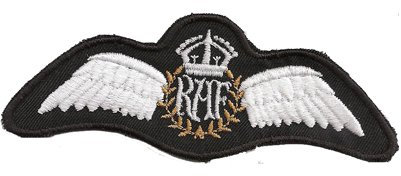 RAF Royal Air Force Aufnäher gestickt zum aufnähen, Pilot Wing Kings Crown Aircrew Abzeichen Pilot Emblem Bügelbild Applikation für Uniform/Jacke/Tasche, 120x45mm