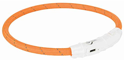 TRIXIE Leuchtring für Hunde M-L, 45 cm, orange – Leuchtendes Hundehalsband, ideal für Spaziergänge im Dunkeln – Aufladbar und individuell einstellbar - 12704