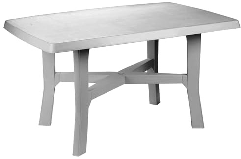 Rechteckiger Gartentisch, Made in Italy, Farbe Weiß, Maße 88 x 72 x 138 cm