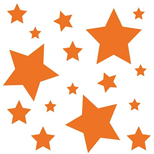 kleb-Drauf® | 18 Sterne | Orange - matt | Wandtattoo Wandaufkleber Wandsticker Aufkleber Sticker | Wohnzimmer Schlafzimmer Kinderzimmer Küche Bad | Deko Wände Glas Fenster Tür Fliese