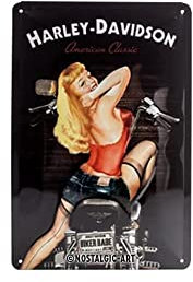 Nostalgic-Art Retro Blechschild, Harley-Davidson – Biker Babe – Geschenk-Idee für Motorrad-Fans, aus Metall, Vintage-Design zur Dekoration, 20 x 30 cm