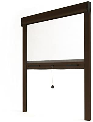 Cortina mosquitera enrollable ventana Luxe, aluminio – Marrón RAL8014 – 1500 x 2200 mm