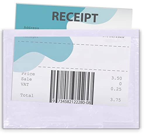 Triplast Klarsichthüllen, A7, 95 x 125 mm, haftklebend, transparent, zum Befestigen von Rechnungen, Packlisten und Lieferscheinen, 100 Stück