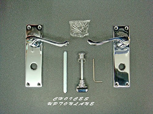 Victorian Scroll Door Handle Bathroom Set 150mm x 40mm Polished Chrome From The Door Handle Store