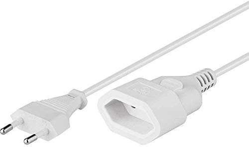 Goobay 51356 Alargador de cable de alimentación/cable de red/cable alargador para enchufe euro tipo C a toma euro tipo C / 2m / 250V / 0,75 mm² cable de plástico 2 / Blanco