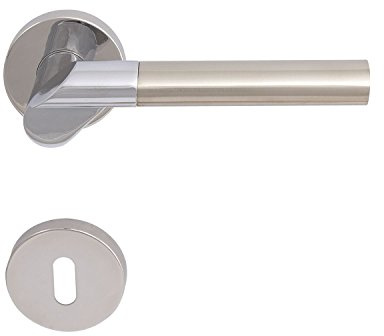 SOLIDO 1580-2220-2221 1580-16U.242.M Drückergarnitur SevilLochabstand mit Ros. BB (Buntbart), glanzverchromt-Nickel matt