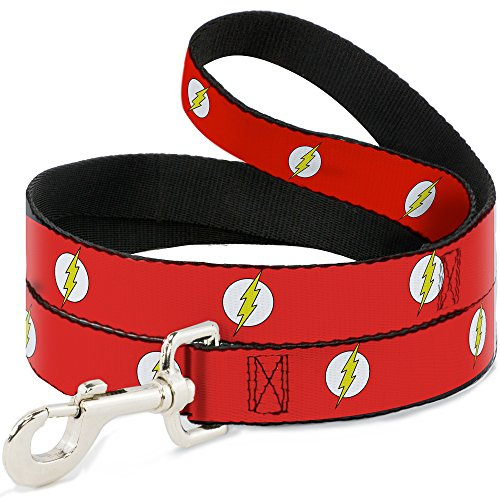 Buckle-Down Pet Leash - Flash Logo Red/White/Yellow - 4 Feet Long - 1 Wide